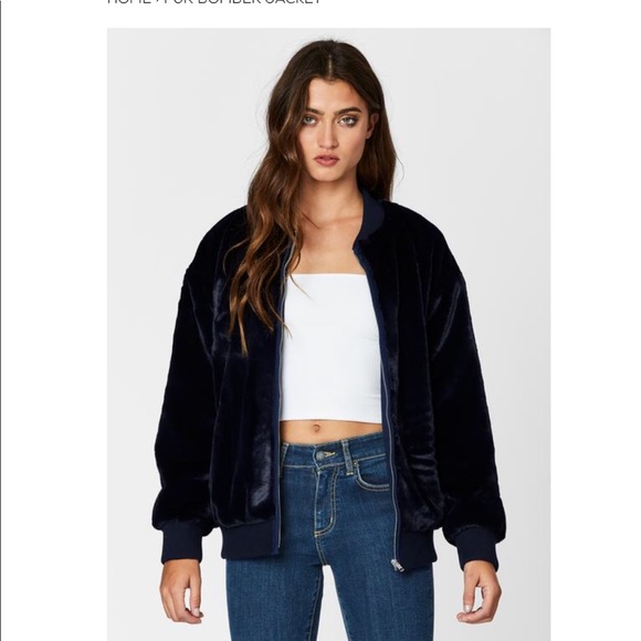 LF Jackets & Blazers - NWT! LF Navy Fur Bomber